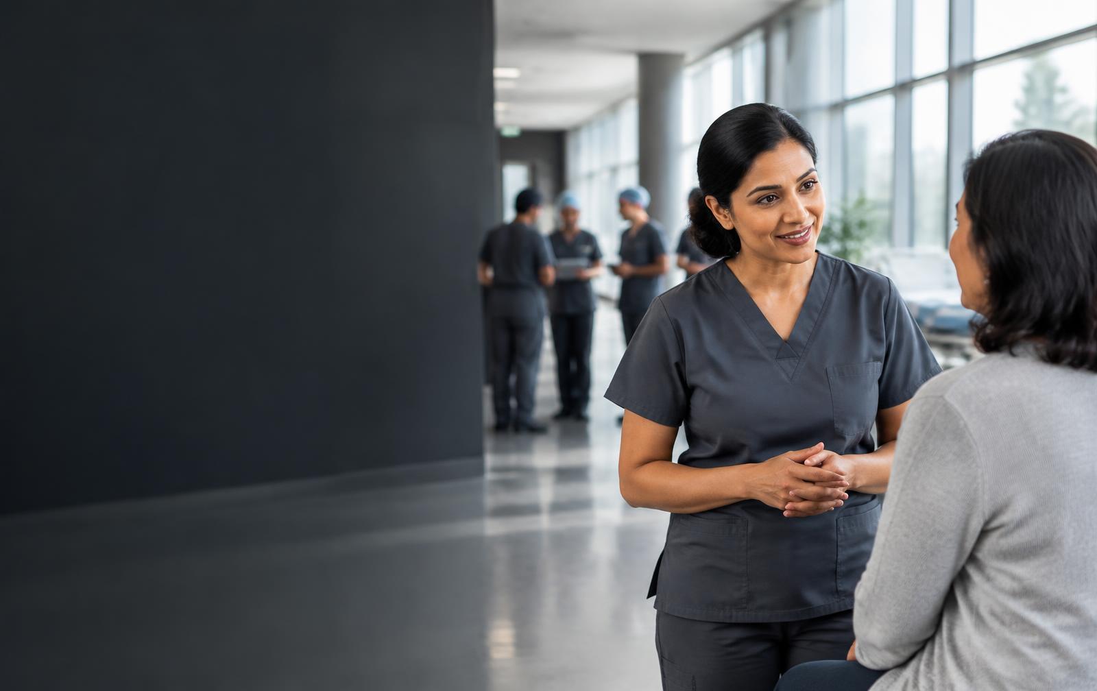 Apex surgeon speaking with a patient